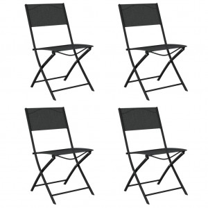 Καρέκλες Εξ. Χώρου Πτυσσόμενες 4 τεμ. Μαύρες. Ατσάλι/Textilene