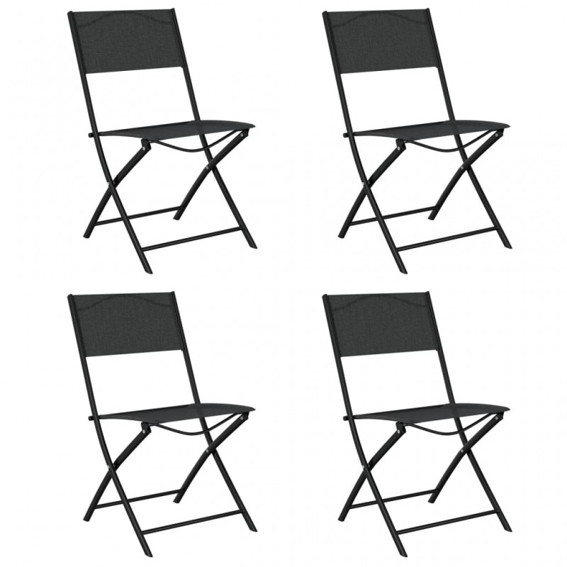 Καρέκλες Εξ. Χώρου Πτυσσόμενες 4 τεμ. Μαύρες. Ατσάλι/Textilene