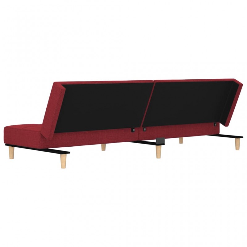 Καναπές Κρεβάτι Διθέσιος Μπορντό Ύφασμα με 2 Μαξιλάρια/Υποπόδιο