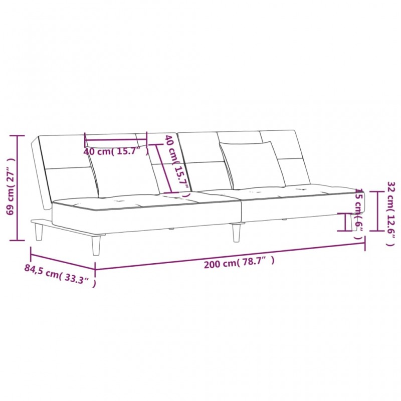 Καναπές Κρεβάτι Διθέσιος Μοβ Ύφασμα με 2 Μαξιλάρια & Υποπόδιο