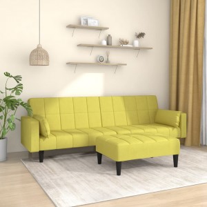 Καναπές Κρεβάτι Διθέσιος με 2 Μαξιλάρια&Υποπόδιο Πράσινο Υφασ.