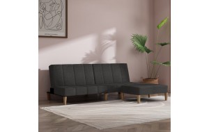 Καναπές Κρεβάτι Διθέσιος Σκούρο Γκρι Υφασμάτινος με Υποπόδιο