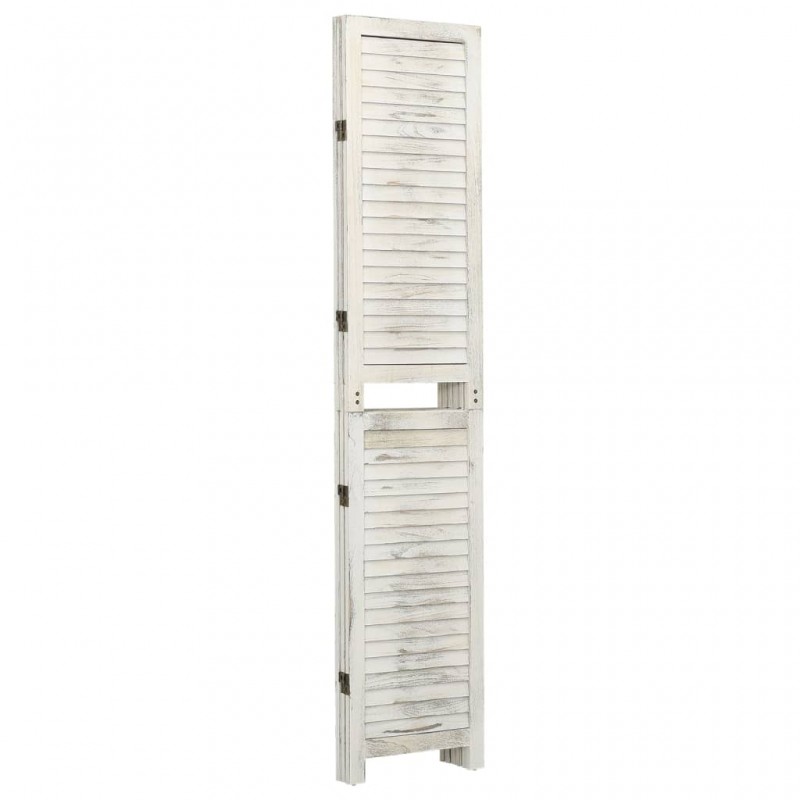 Διαχωριστικό δωματίου με 3 πάνελ αντικέ λευκό από ξύλο παυλώνιας 105x165 εκ