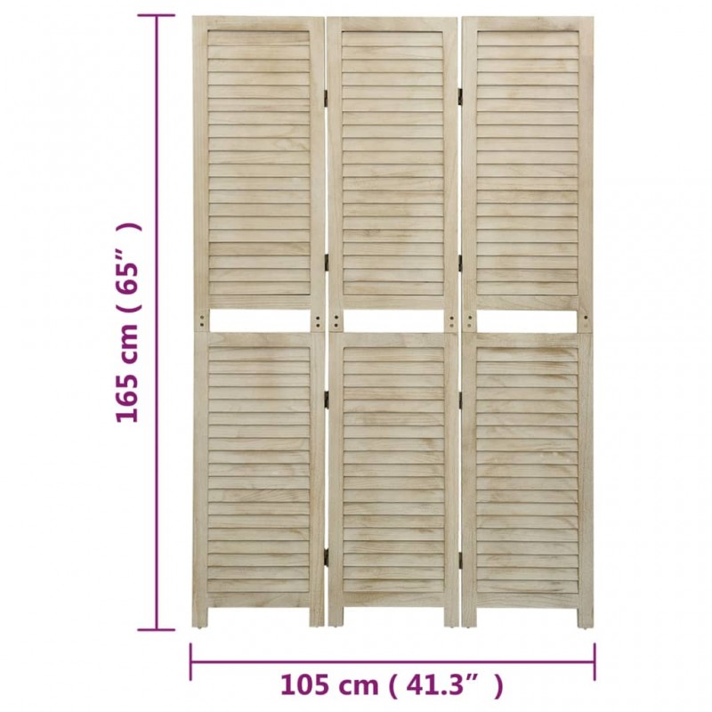 Διαχωριστικό χώρου με 3 πάνελ από μασίφ ξύλο παυλώνιας 105x166 εκ