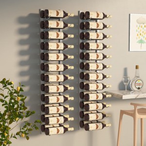 Ραφιέρες κρασιών τοίχου για 24 φιάλες λευκές σιδερένιες σετ δύο τεμαχίων