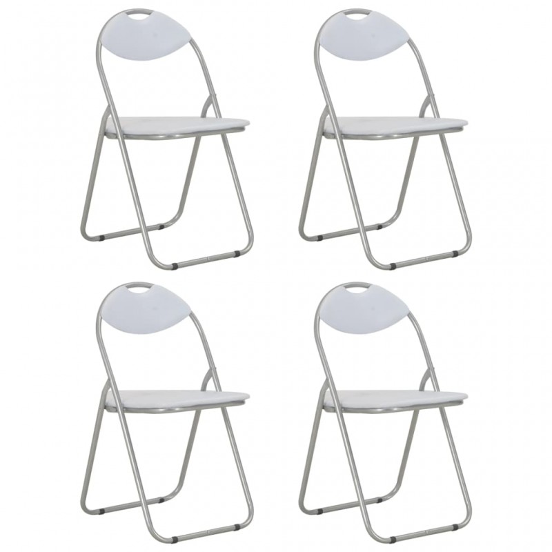 Καρέκλες Τραπεζαρίας Πτυσσόμενες 4 τεμ. Λευκές Συνθετικό Δέρμα