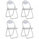 Καρέκλες Τραπεζαρίας Πτυσσόμενες 4 τεμ. Λευκές Συνθετικό Δέρμα