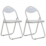 Καρέκλες Τραπεζαρίας Πτυσσόμενες 2 τεμ. Λευκές Συνθετικό Δέρμα