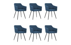 Καρέκλες Τραπεζαρίας 6 τεμ. Μπλε Υφασμάτινες