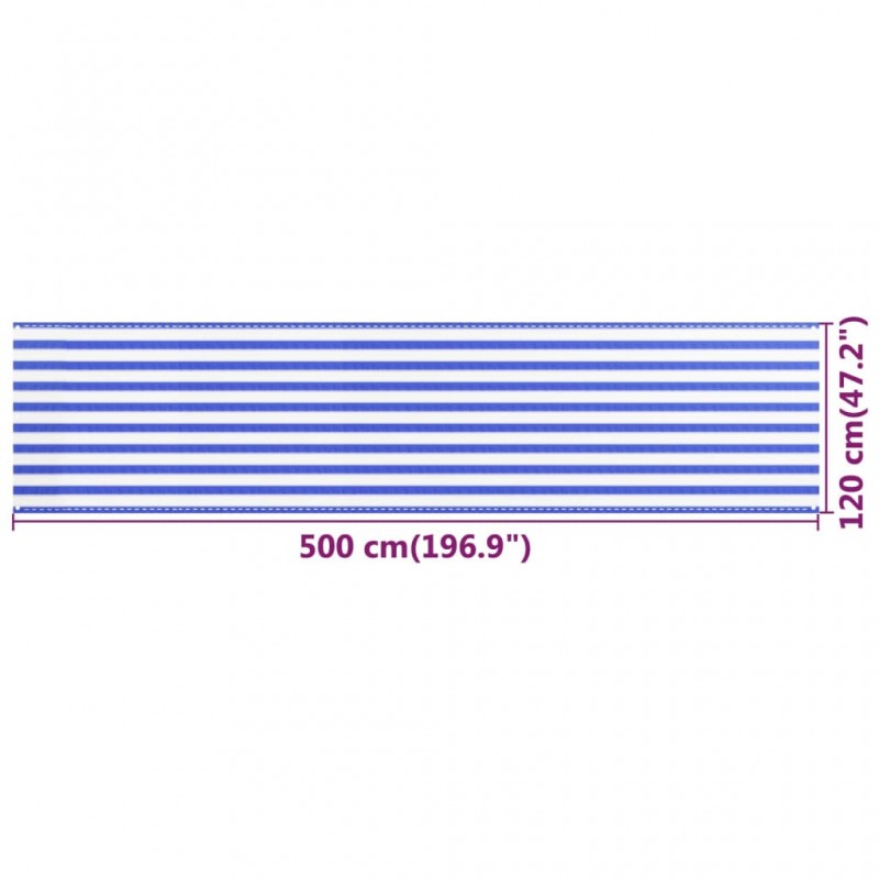 Διαχωριστικό Βεράντας Μπλε / Λευκό 120 x 500 εκ. από HDPE