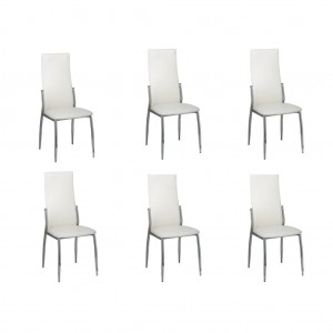 Καρέκλες Τραπεζαρίας 6 τεμ. Λευκές από Συνθετικό Δέρμα