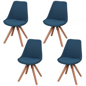 Καρέκλες Τραπεζαρίας 4 τεμ. Μπλε Υφασμάτινες