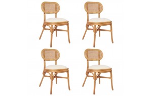 Καρέκλες Τραπεζαρίας 4 τεμ. από Λινό Ύφασμα