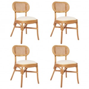 Καρέκλες τραπεζαρίας σετ τεσσάρων τεμαχίων από λινό ύφασμα