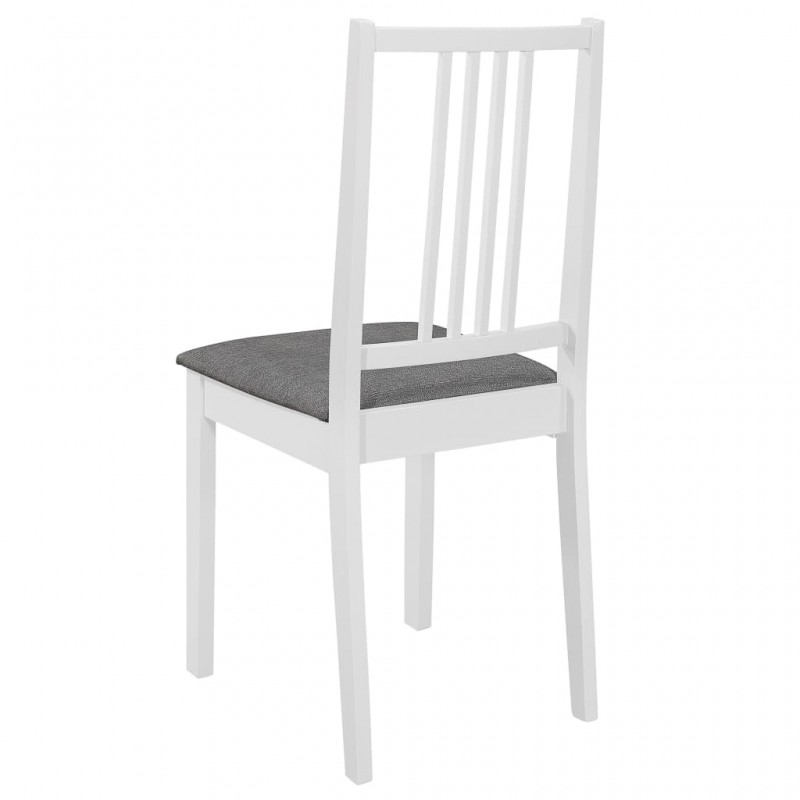 Καρέκλες Τραπεζαρίας με Μαξιλάρια 4 τεμ. Λευκές από Μασίφ Ξύλο