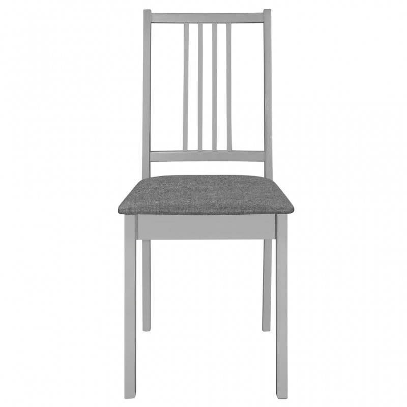 Καρέκλες Τραπεζαρίας με Μαξιλάρια 4 τεμ. Γκρι από Μασίφ Ξύλο