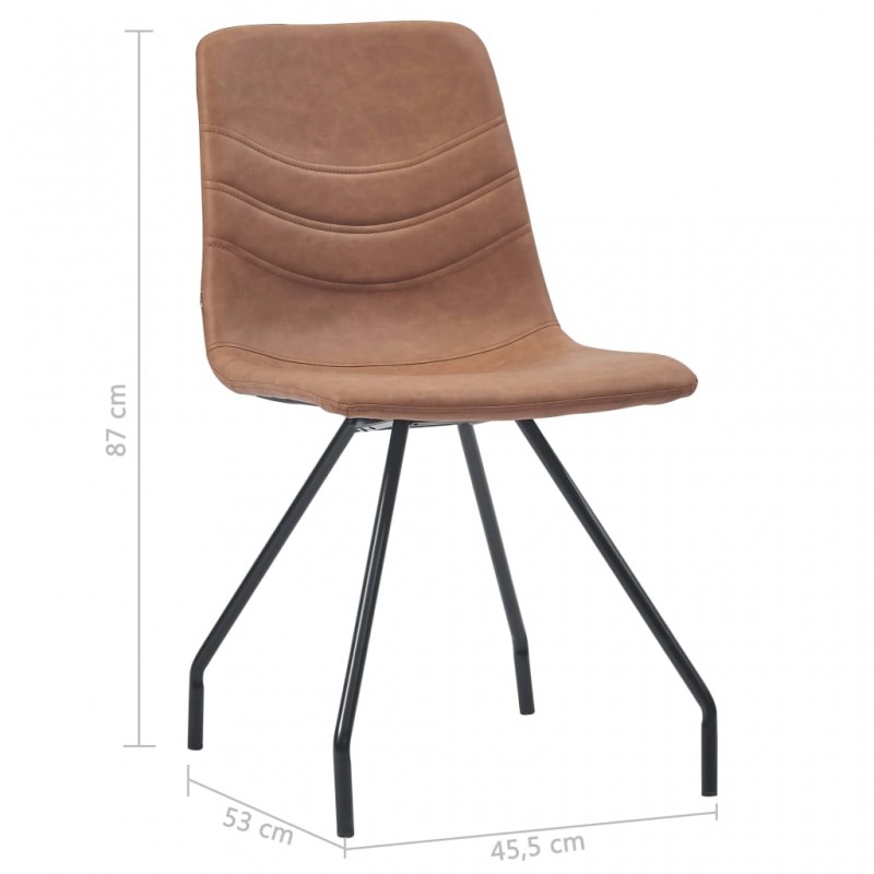 Καρέκλες τραπεζαρίας 4 τεμαχίων καφέ από συνθετικό δέρμα 45x53x87 εκ