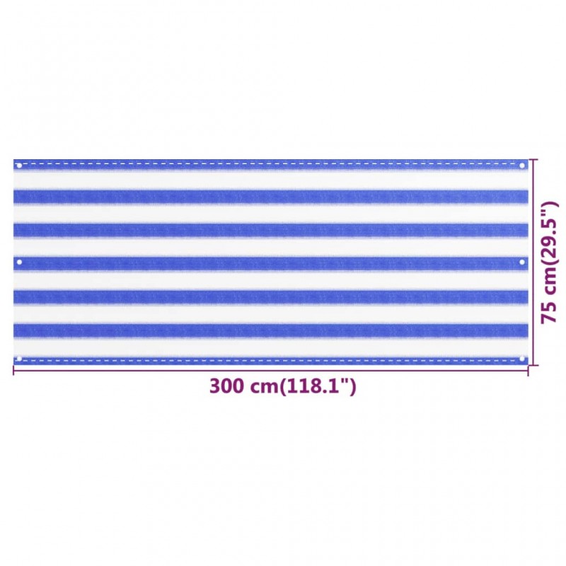 Διαχωριστικό Βεράντας Μπλε / Λευκό 75x300 εκ. από HDPE