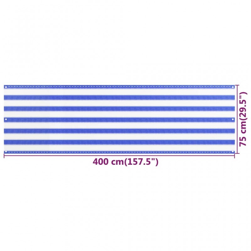 Διαχωριστικό Βεράντας Μπλε / Λευκό 75x400 εκ. από HDPE