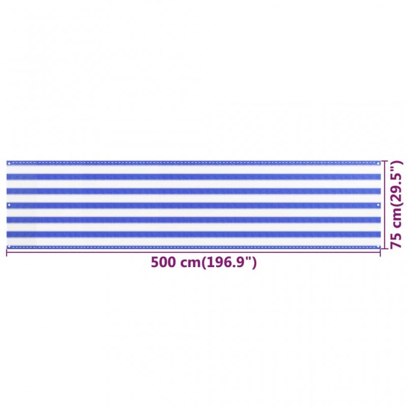 Διαχωριστικό Βεράντας Μπλε / Λευκό 75x500 εκ. από HDPE