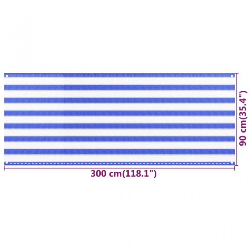 Διαχωριστικό Βεράντας Μπλε / Λευκό 90x300 εκ. από HDPE