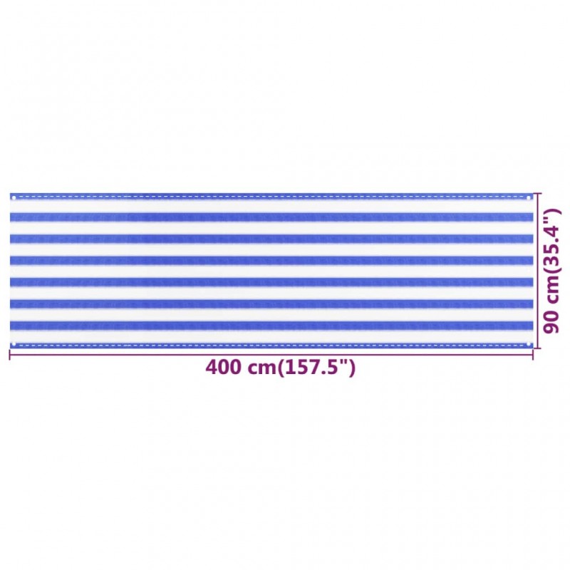 Διαχωριστικό Βεράντας Μπλε / Λευκό 90x400 εκ. από HDPE