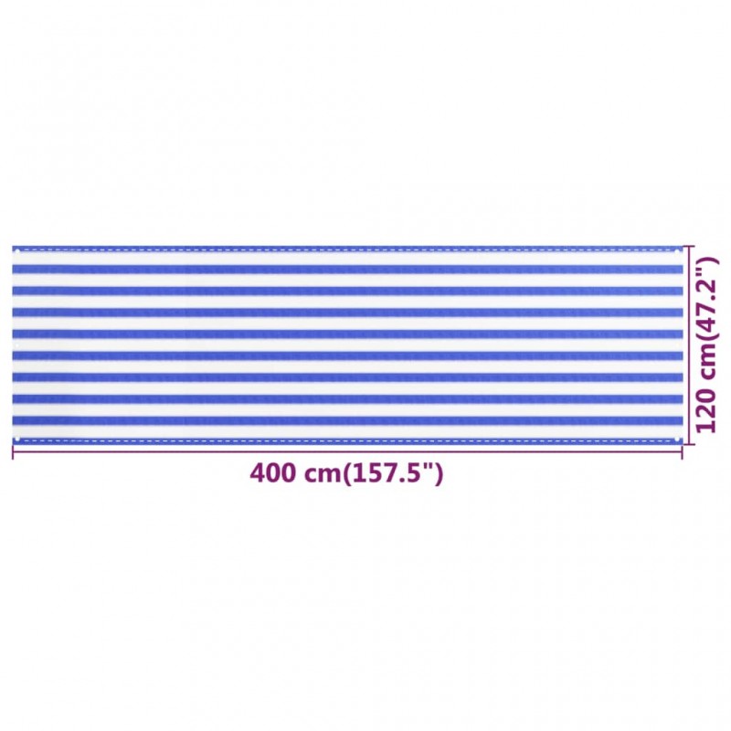 Διαχωριστικό Βεράντας Μπλε / Λευκό 120x400 εκ. από HDPE