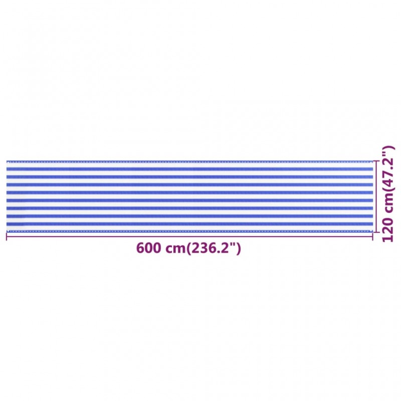 Διαχωριστικό Βεράντας Μπλε / Λευκό 120x600 εκ. από HDPE