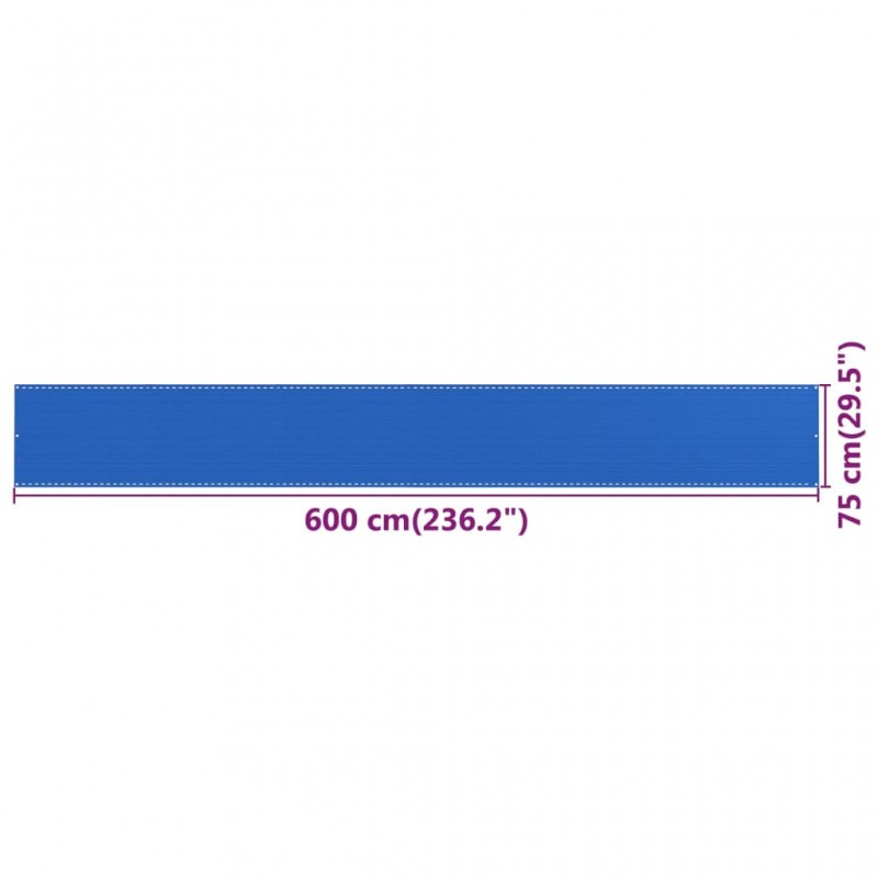Διαχωριστικό Βεράντας Μπλε 75x600 εκ. από HDPE