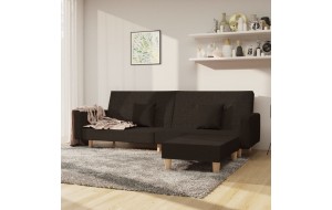 Καναπές Κρεβάτι Διθέσιος με Υποπόδιο Σκούρο Καφέ Υφασμάτινος