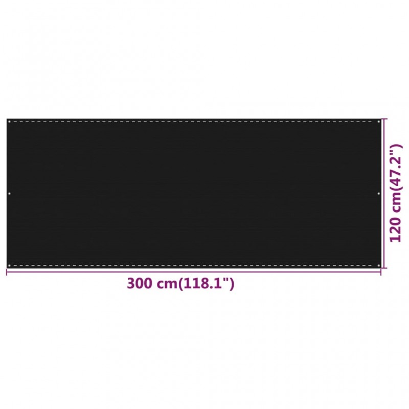 Διαχωριστικό Βεράντας Μαύρο 120 x 300 εκ. από HDPE