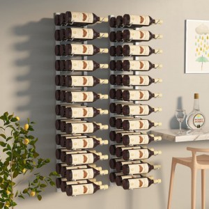 Ραφιέρες κρασιών τοίχου για 36 φιάλες λευκές σιδερένιες σετ δύο τεμαχίων