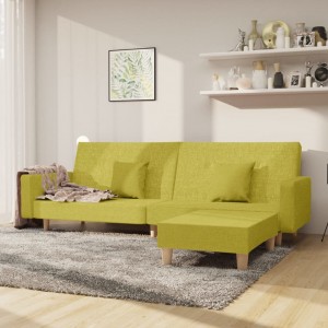 Καναπές Κρεβάτι Διθέσιος με Υποπόδιο Πράσινος Υφασμάτινος