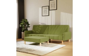 Καναπές Κρεβάτι Διθέσιος με Υποπόδιο Ανοιχτό Πράσινο Βελούδινος
