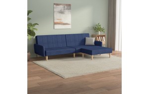 Καναπές Κρεβάτι Διθέσιος με Υποπόδιο Μπλε Υφασμάτινος