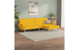 Καναπές Κρεβάτι Διθέσιος με Υποπόδιο Κίτρινο Υφασμάτινος