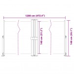 Διαχωριστικό Βεράντας Συρόμενο Μαύρο 140 x 1200 εκ.
