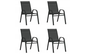 Καρέκλες Κήπου Στοιβαζόμενες 4 τεμ. Μαύρες από Ύφασμα Textilene