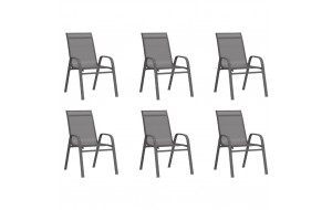 Καρέκλες Κήπου Στοιβαζόμενες 6 τεμ. Γκρι από Ύφασμα Textilene