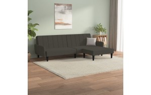 Καναπές Κρεβάτι Διθέσιος Σκούρο Γκρι Βελούδινος με Υποπόδιο