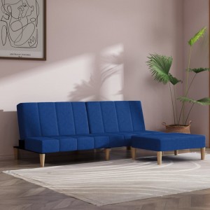 Καναπές Κρεβάτι Διθέσιος Μπλε Υφασμάτινος με Υποπόδιο