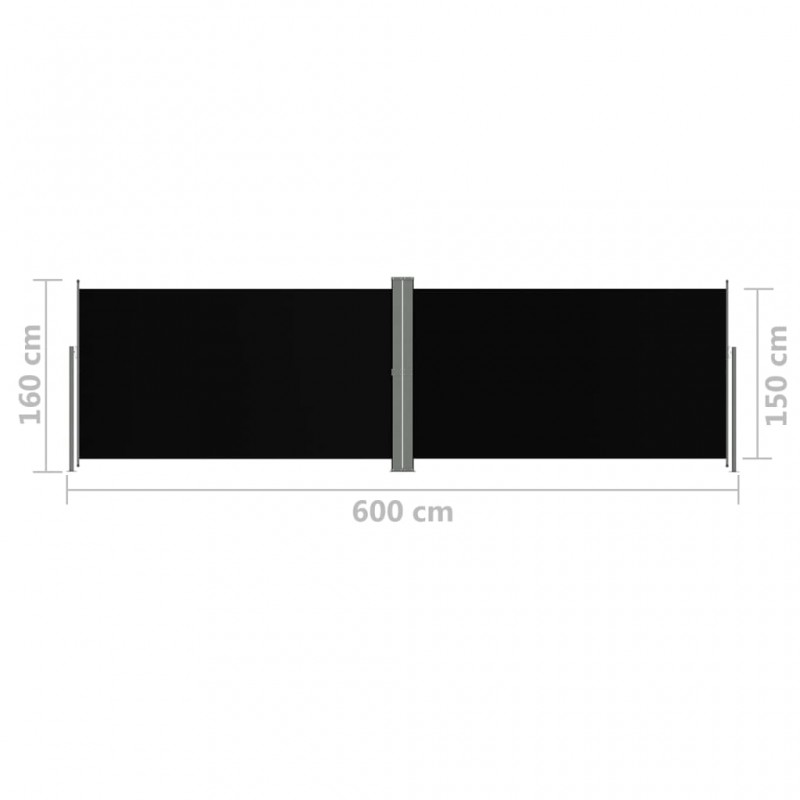 Διαχωριστικό Βεράντας Συρόμενο Μαύρο 160 x 600 εκ.