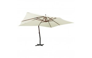 Ομπρέλα Κρεμαστή Λευκό της Άμμου 400 x 300 εκ. με Ξύλινο Ιστό