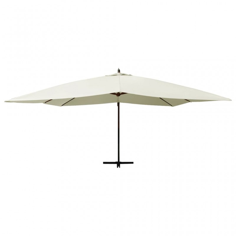 Ομπρέλα κρεμαστή σε χρώμα λευκό της άμμου με ξύλινο ιστό 400x300 εκ