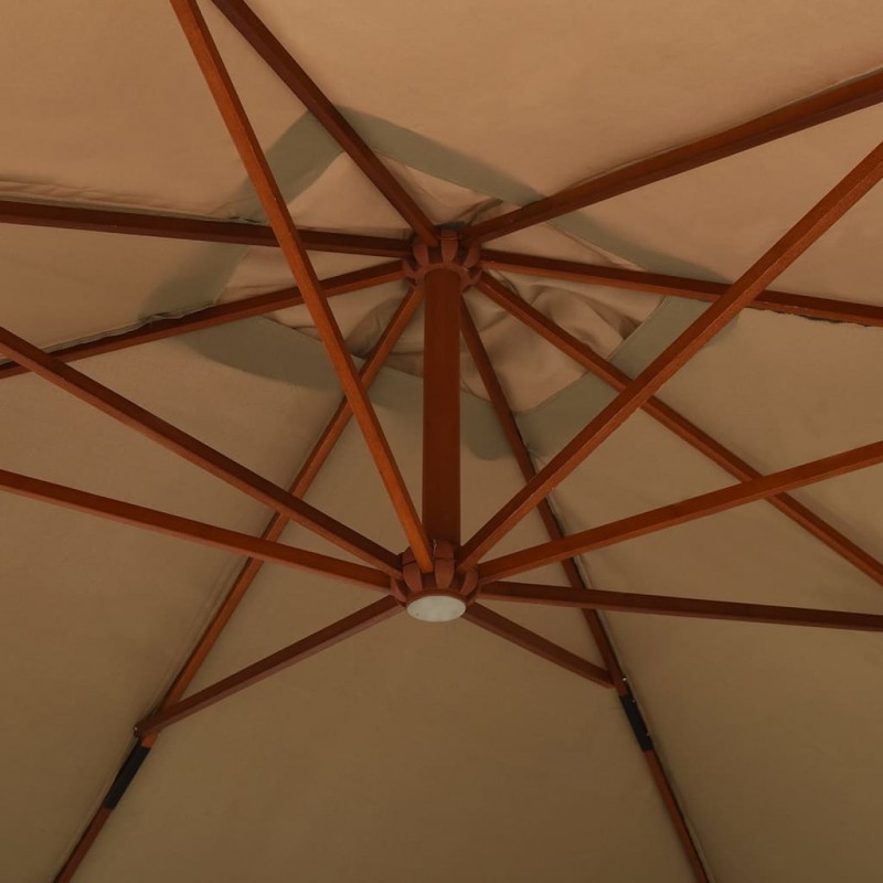 Ομπρέλα Κρεμαστή Taupe 400 x 300 εκ. με Ξύλινο Ιστό