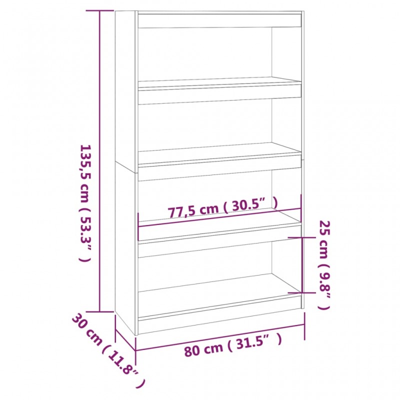 Ραφιέρα/Διαχωριστικό Χώρου Μελί 80x30x135,5 εκ. Ξύλο Πεύκου