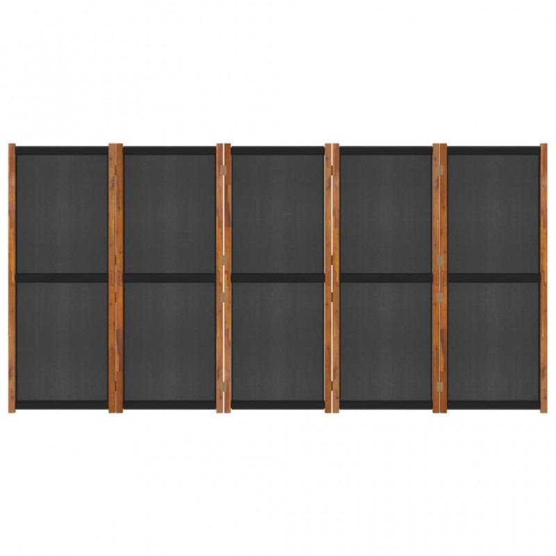Διαχωριστικό Δωματίου με 5 Πάνελ Μαύρο 350 x 180 εκ.