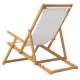 Καρέκλα παραλίας πτυσσόμενη από μασίφ ξύλο teak και κρεμ ύφασμα