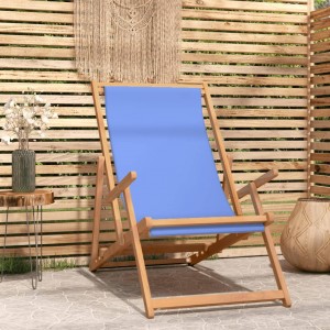 Καρέκλα Παραλίας Πτυσσόμενη Μπλε από Μασίφ Ξύλο Teak