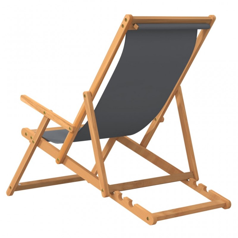 Καρέκλα Παραλίας Πτυσσόμενη Γκρι από Μασίφ Ξύλο Teak